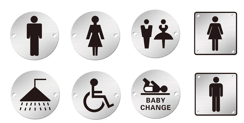 Round Shape Stainless Steel Shower Washroom Sign Plate