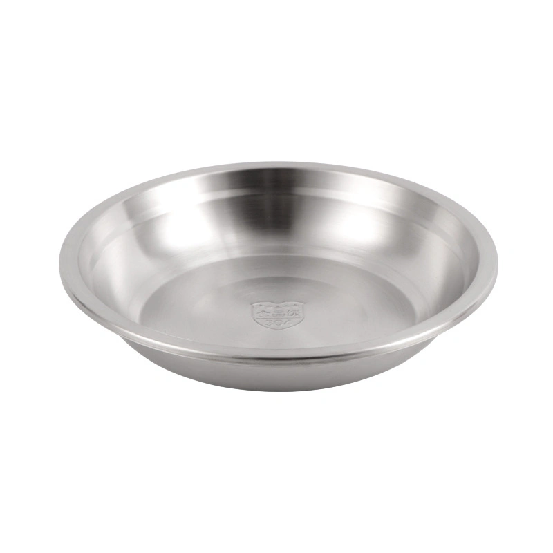 High Quality Stainless Steel Thickened Round Platter Barbecue Plate Home Dish Soup Plate Dessert Plate Buffet Plate