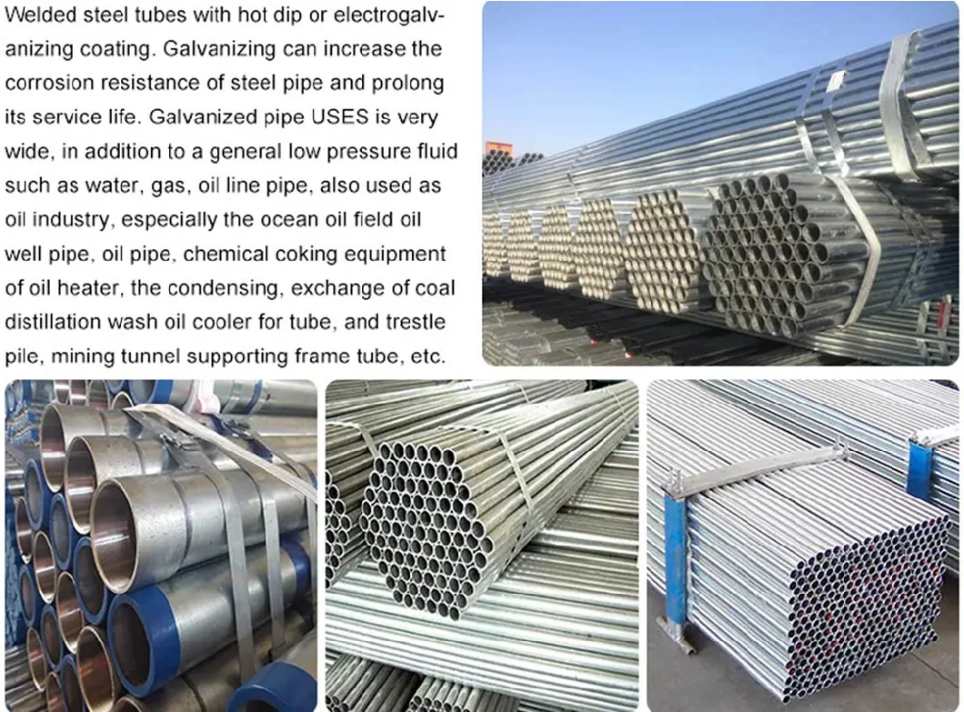 High Quality Hot DIP Round Steel Pipe Galvanized Steel Pipe ERW Steel Pipe