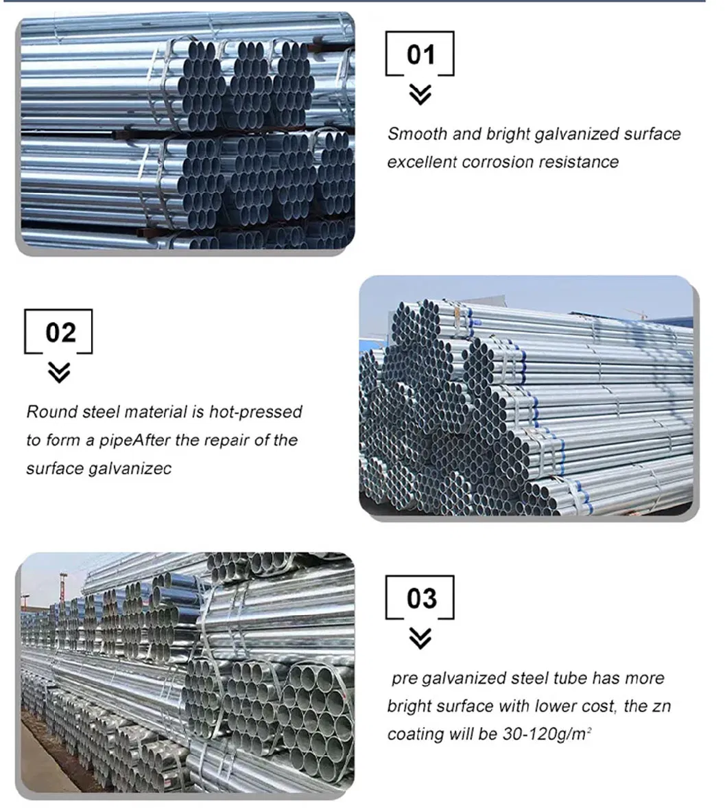 High Quality Hot DIP Round Steel Pipe Galvanized Steel Pipe ERW Steel Pipe