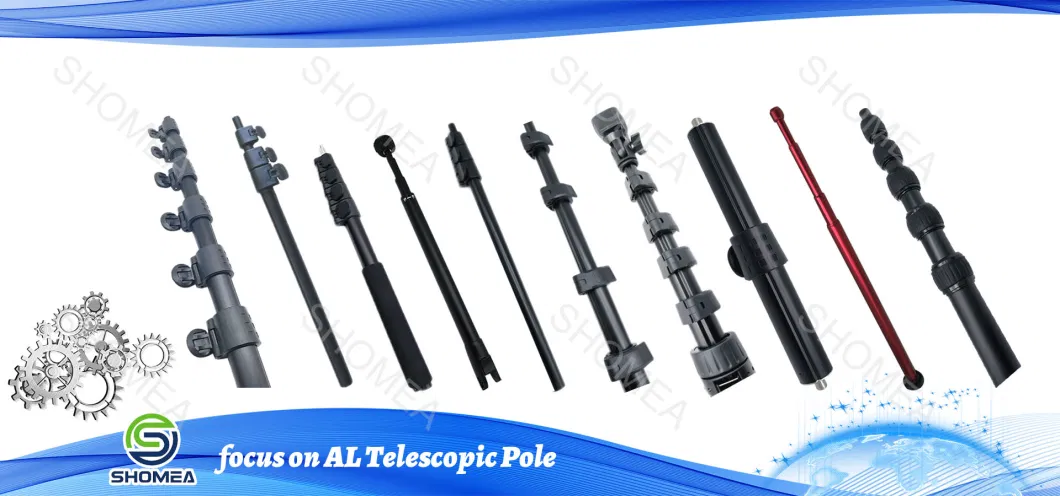 Big Diameter Duty Aluminum Telescopic Cleaning Pole with 1/4-20 Male Thread