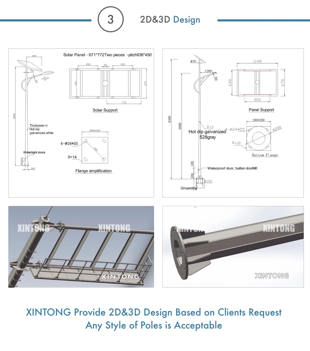 Galvanized Metal Round Double Arm Street Light Pole