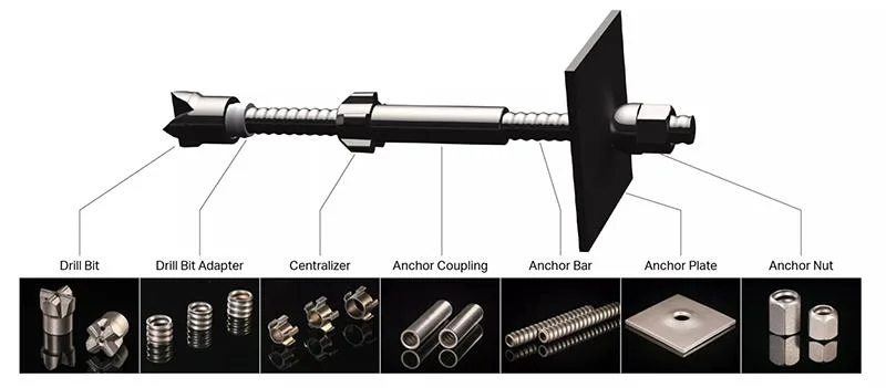 R25 R32 R38 Hollow Anchor Rods Hot Rolled Full Threaded Steel Self Drilling Hollow Grouting Anchor Bar Rock Bolt Carbon Carp Rod