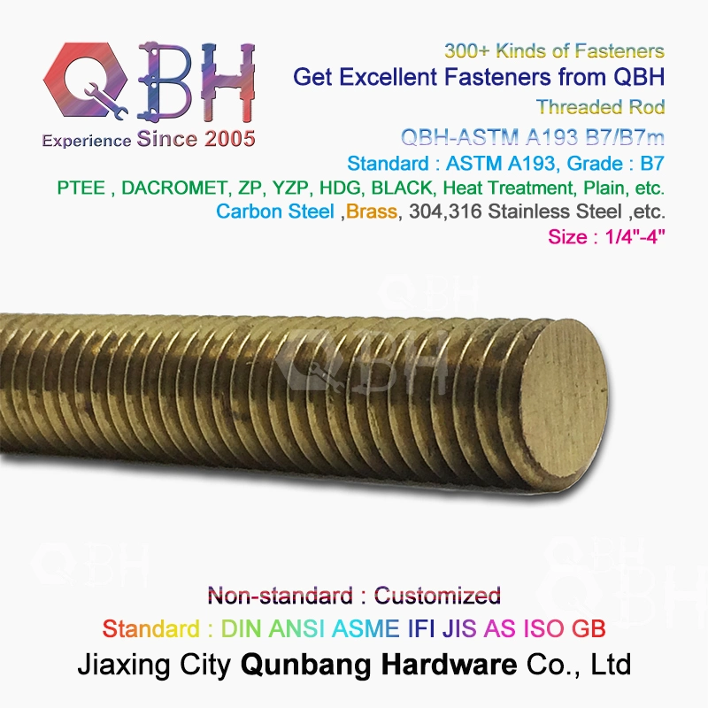 ASTM A193 B7/B7m Alloy Brass Carbon Stainless Steel HDG Half Fully Thread Threaded Rods