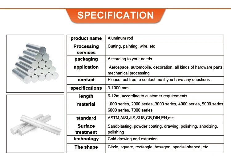 Aluminum Bar 6063 6061 Alloy Rod Aluminum Round Bar in Stock