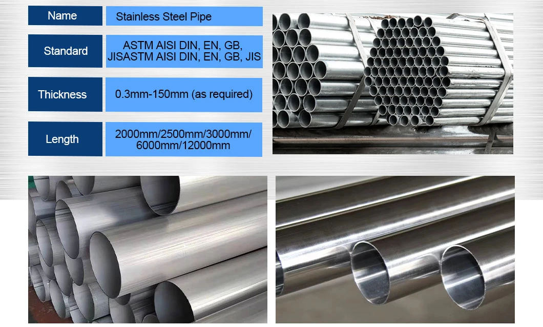 ASTM Ss 201 304 304L 316 316ti 310S 309S 430 904L 2205 Stainless Steel with Seamless or Welded Round/Square/Rectangular/Hex/Oval