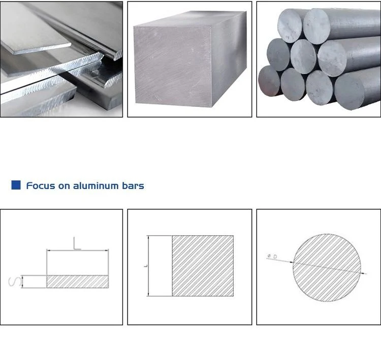 China Manufacture Aluminum Billet and Ingot 6063 6061 Aluminium Bar Alloy Rod Aluminum Round Bar Aluminum Bars