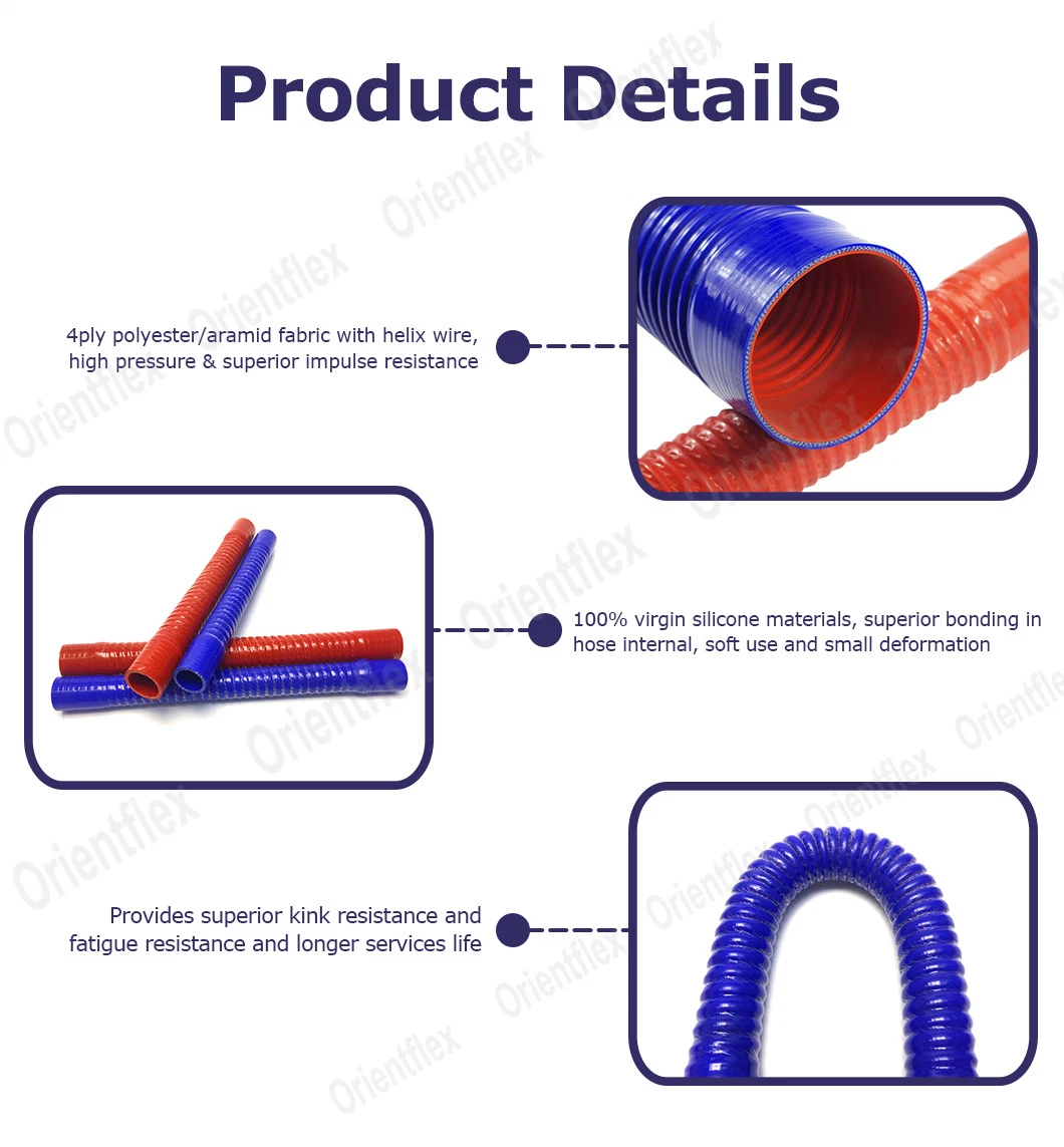 Performance 3 Inch 5 Inch 4 Inch Flexible Corrugated Silicone Hose Tubing
