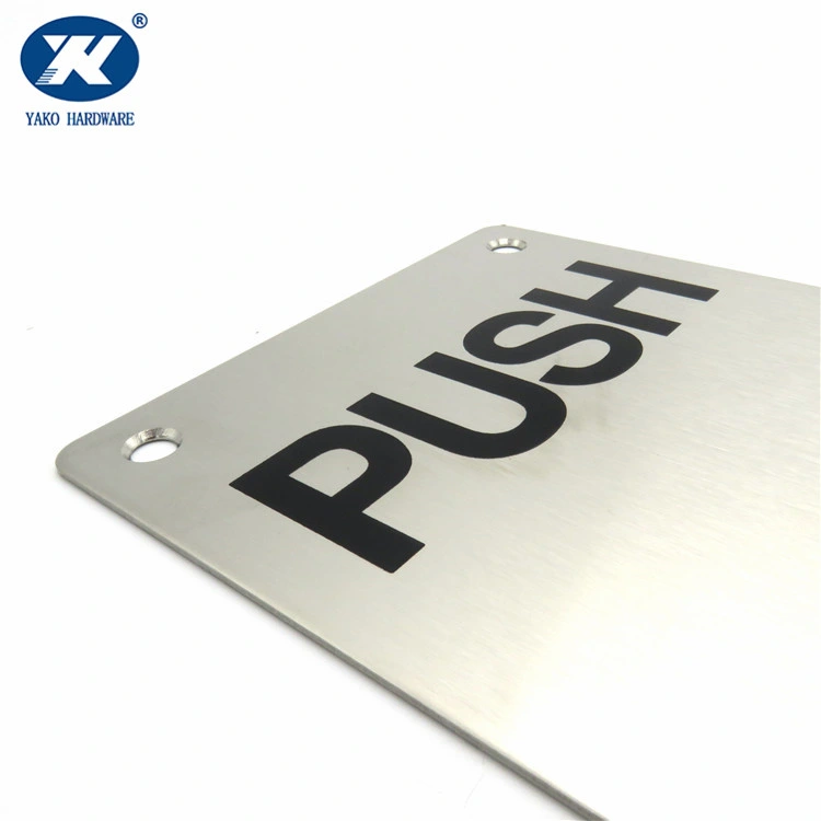 Stainless Steel Thin Round Corner Square Modern Push Wooden Metal Entry Room Door Sign Plate