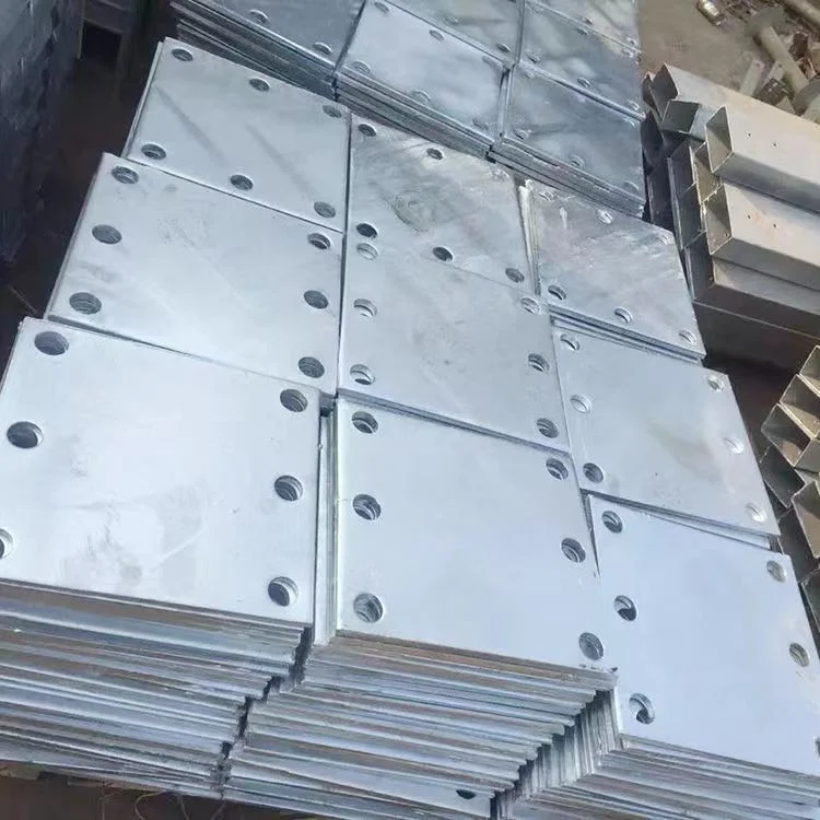 Round Hole Galvanized Iron Plate Steel Plate Four Hole Column Embedded Iron Plate