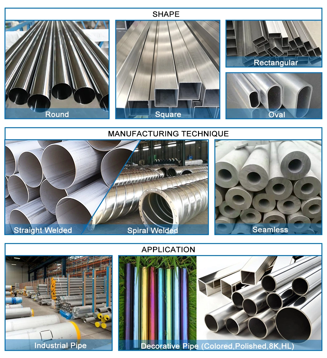 Acier Inoxydable Ss 201 202 301 304 Welded Tubing 316 316L 321 409 904L 2205 Stainless Steel Round Tube in Competitive Price Per Ton