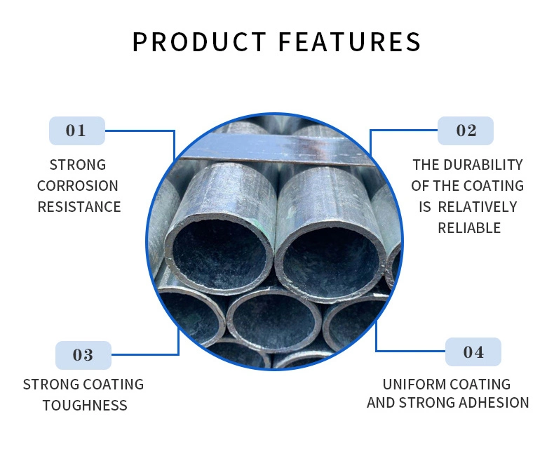 Gi Galvanised Tube Structure ERW Spiral Welded Pipe Thick Wall Pipe Hot Dipped Galvanized Round Steel Tube