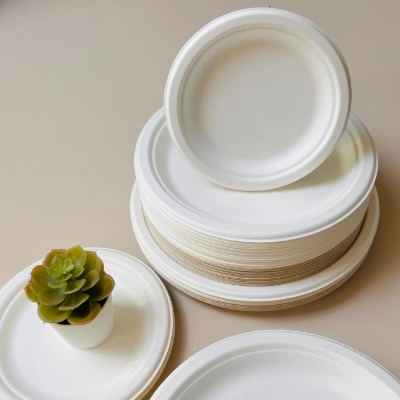 Free Sample High Quality Disposable Biodegradable Restaurant 8.75 Inch Round Plate
