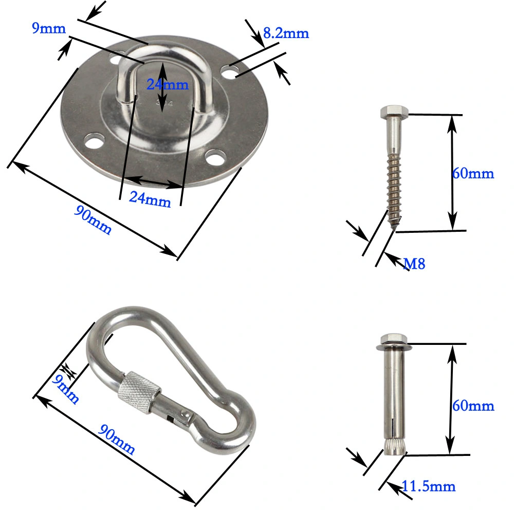 Investment Casting Stainless Steel Round Eye Plate with Four-Hole Circle Hardware for Door Clasp and Wall Mount Hanging