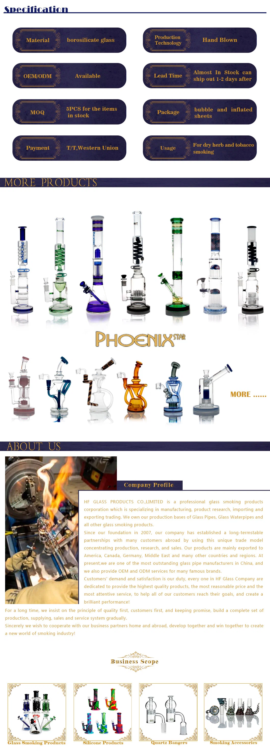 Phoenix 18 Inches Heady Glass American Color Round Beaker Colorful Smoking Pipe Downstem Bowl Glass Water Pipe Factory Price