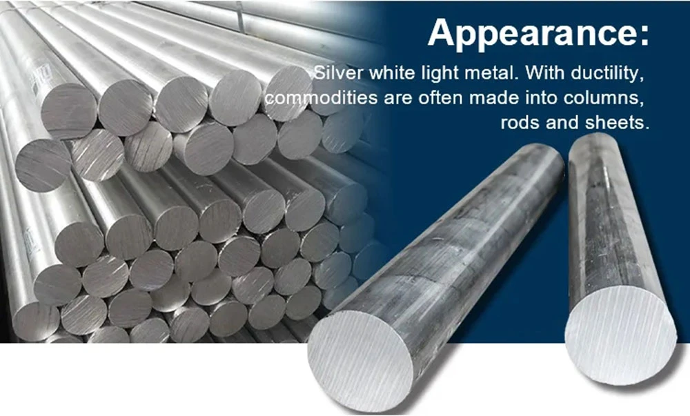 1050 5052 7075 6061 6063 T6 Aluminum Solid Rod Aluminum Rod Bar Hard Aluminum Round Bar