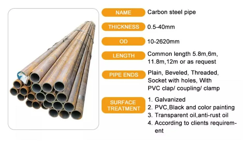 Ms Carbon Steel Round Pipe Standard Length ERW Welded Galvanized Carbon Steel Round Pipe Tube