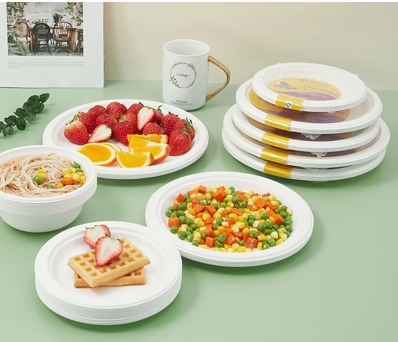 Free Sample High Quality Disposable Biodegradable Restaurant 8.75 Inch Round Plate