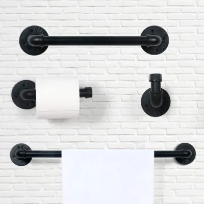 Bricolaje muebles TUBO TUBO Industrial Toallero con boquilla de acero al carbono de 1/2 pulgada de la brida de la tapa del tubo de revestimiento de 1/2&quot; en t de hierro maleable