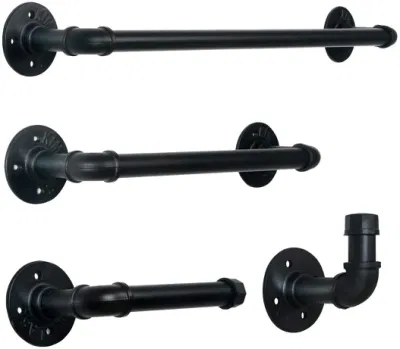 Bricolaje muebles TUBO TUBO Industrial Toallero con boquilla de acero al carbono de 1/2 pulgada de la brida de la tapa del tubo de revestimiento de 1/2&quot; en t de hierro maleable