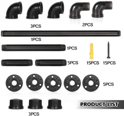 Bricolaje muebles TUBO TUBO Industrial Toallero con boquilla de acero al carbono de 1/2 pulgada de la brida de la tapa del tubo de revestimiento de 1/2&quot; en t de hierro maleable