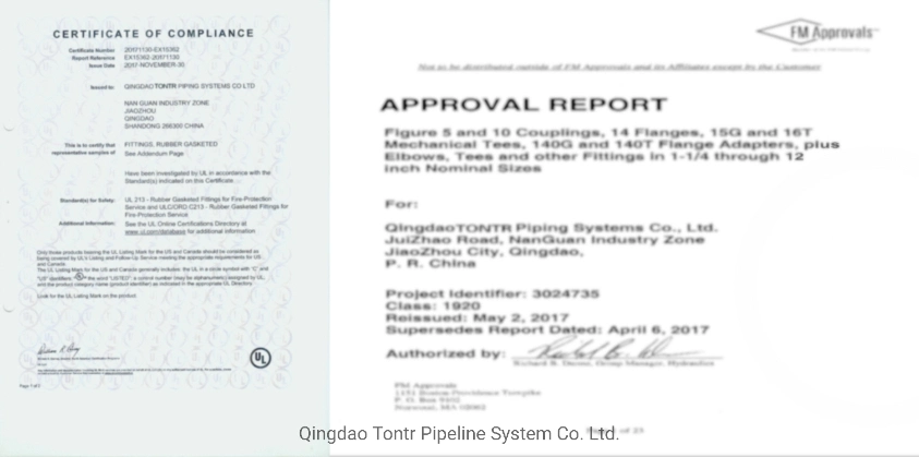 Tontr Pipe Fittings Ductile Iron Threaded Mechanical Tee FM/UL