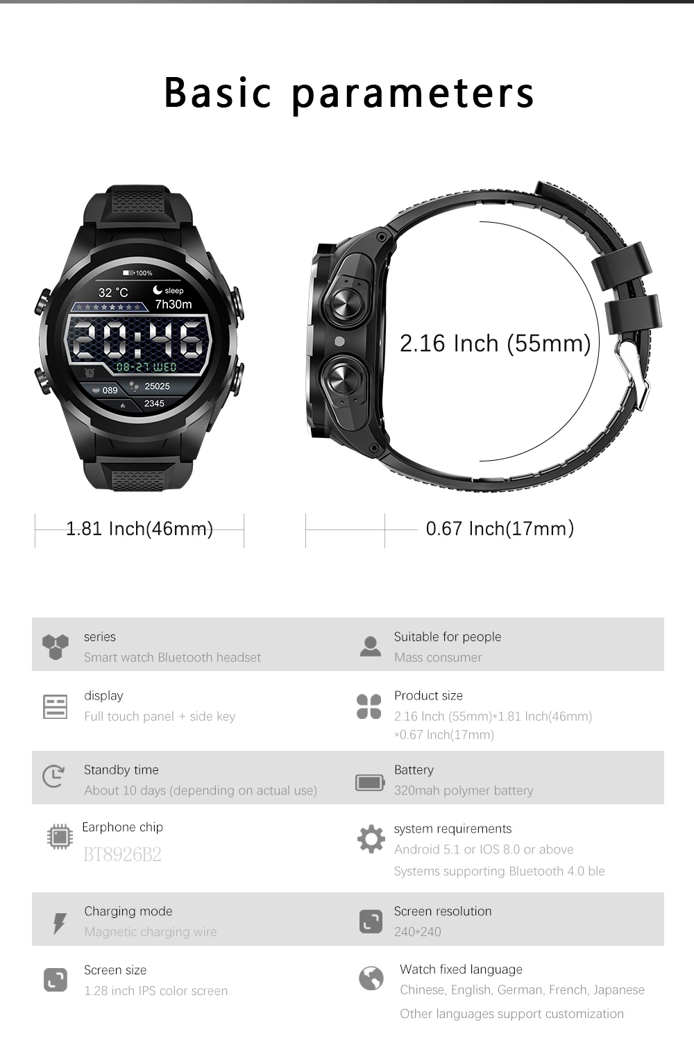 a 1.28-Inch, Full-Touch Smartwatch with a Round Screen Sw6