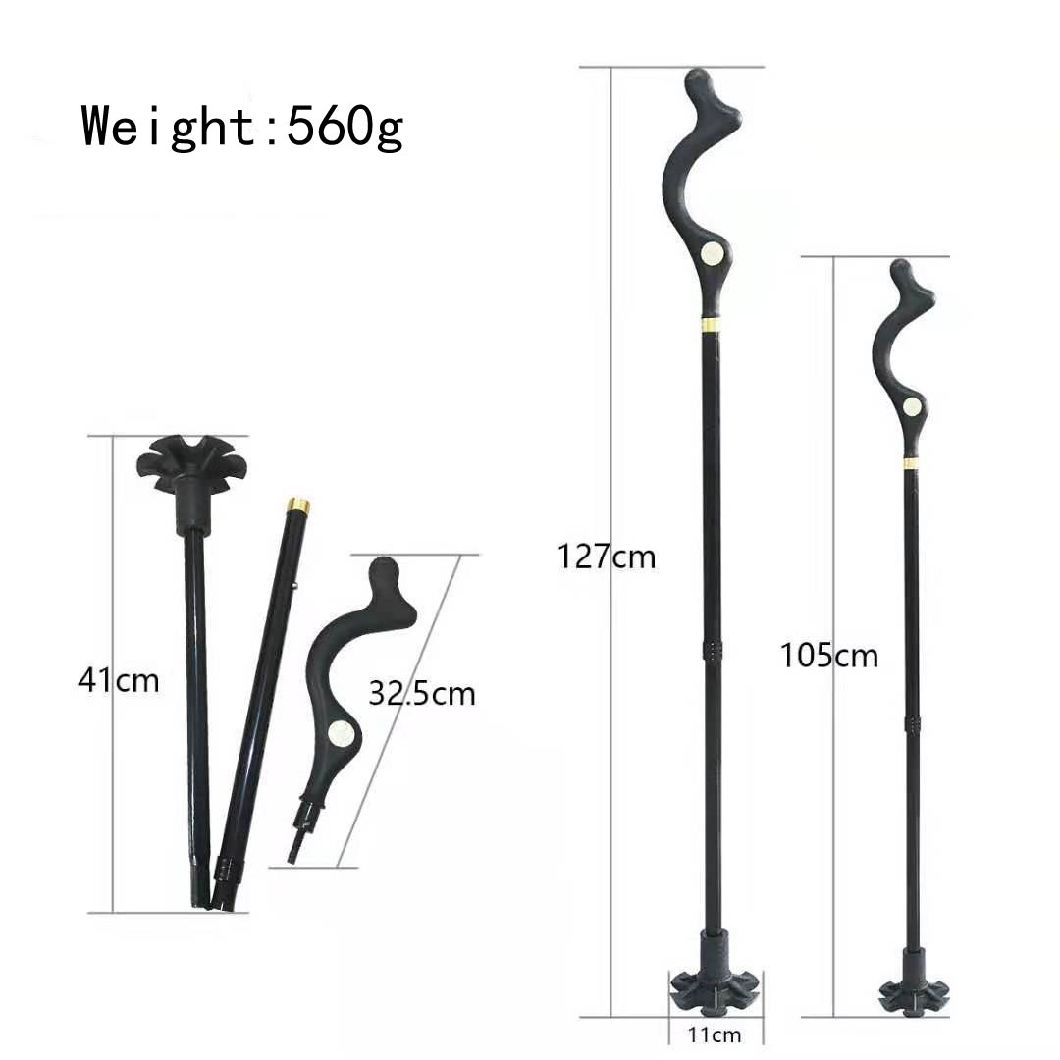 New Design Foldable Adjustable Aluminum Cane Elderly Walking Stick (JGM0019)