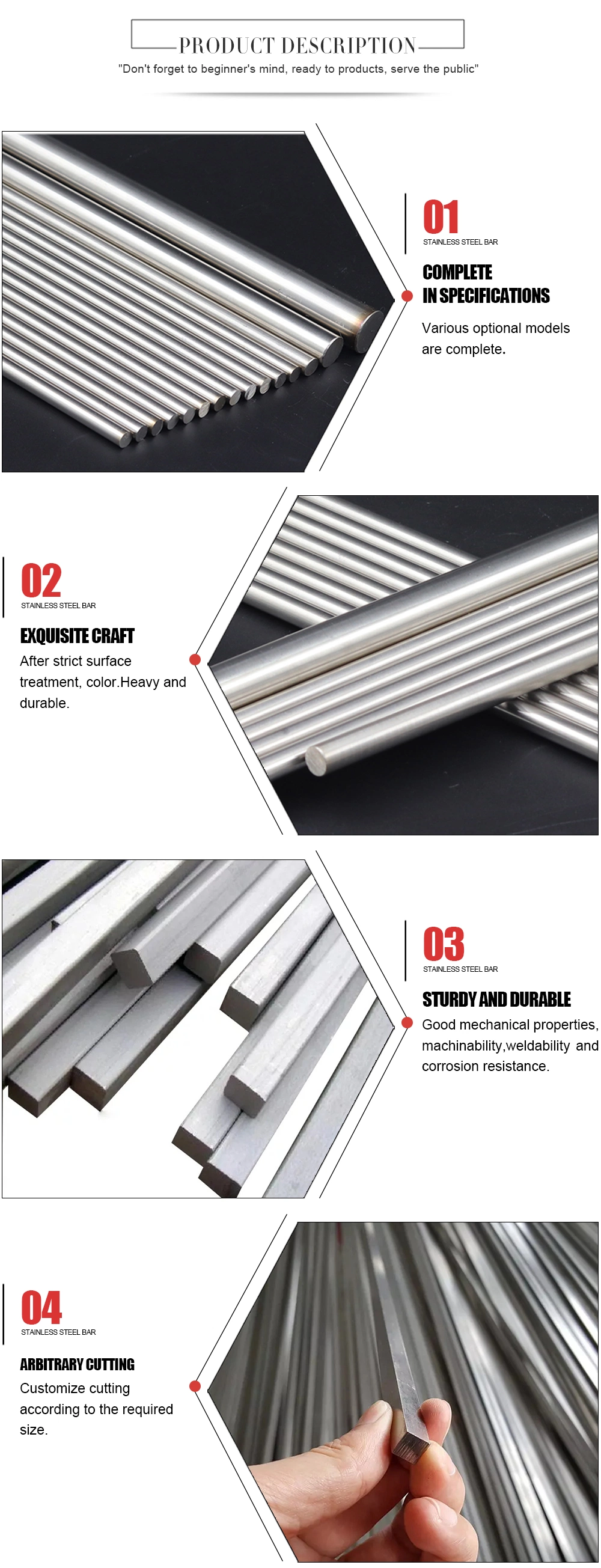 Industrial High Quality 304/304L/316/316L 8mm Cold Drawn 304/316 Stainless Steel Round Bar