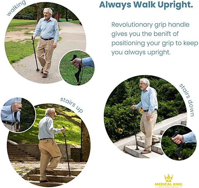 New Design Foldable Adjustable Aluminum Cane Elderly Walking Stick (JGM0019)