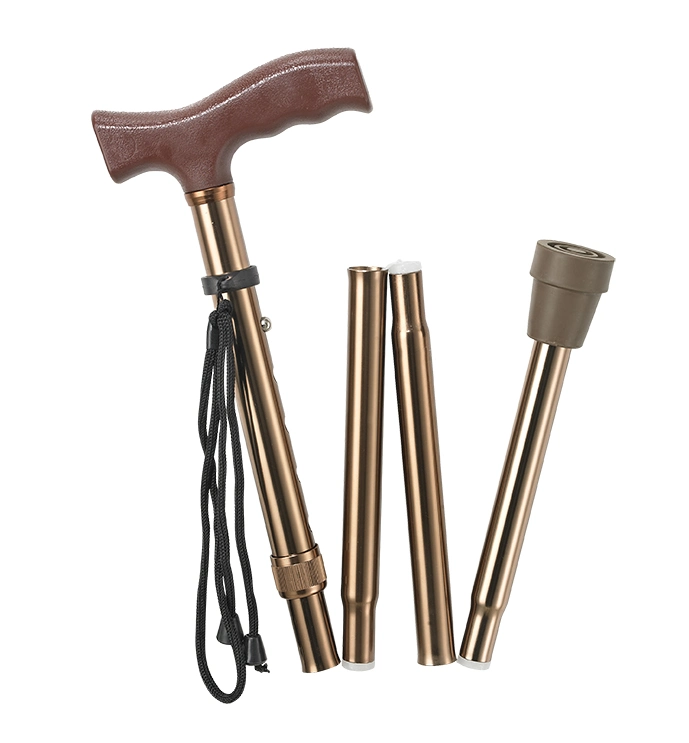 Folding Aluminum Brown Walking Cane Stick Crutches