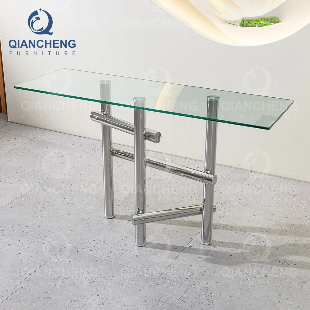 New Designs Mirrored Stainless Steel Media Stainless Steel Diamond Console Table