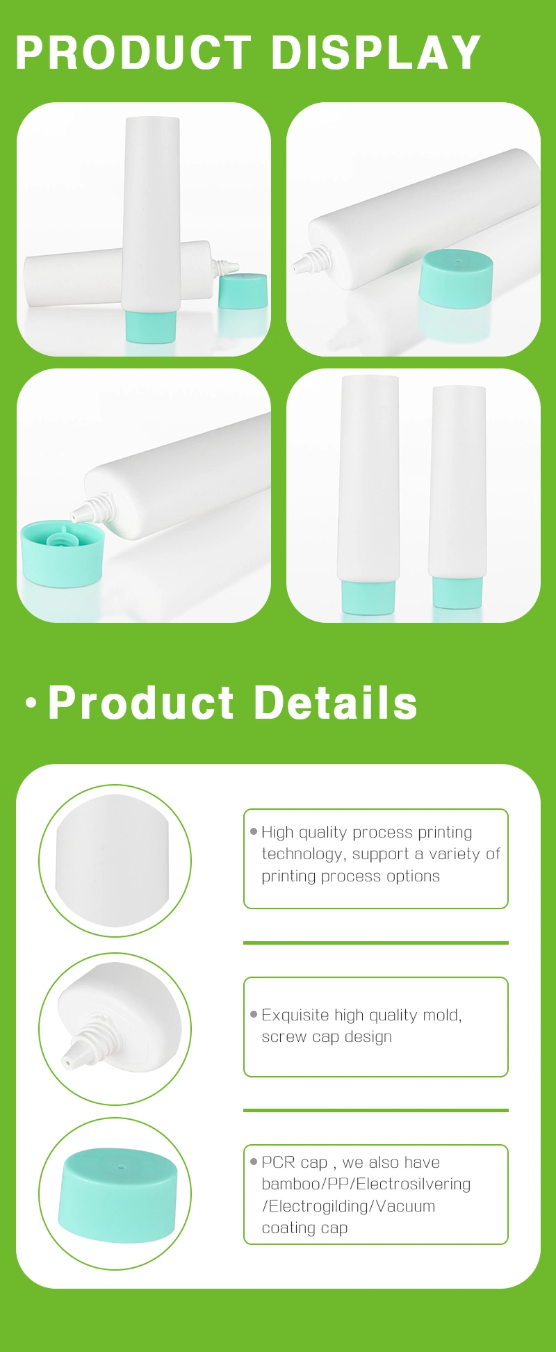 Oval Toothpaste Cream Sun Cream Plastic Tube for Eye Essence Cosmetic Tube Packaging Bb Nozzle Tube Container