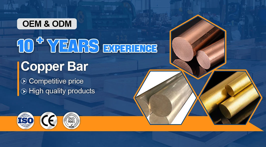 ASTM 5mm 6mm 8mm 99.99% Pure C11000 C12200 C2100 C21000 Cuzn5 CZ125 H95 T2 Brass Round Flat Busbar Copper Bar for Sales