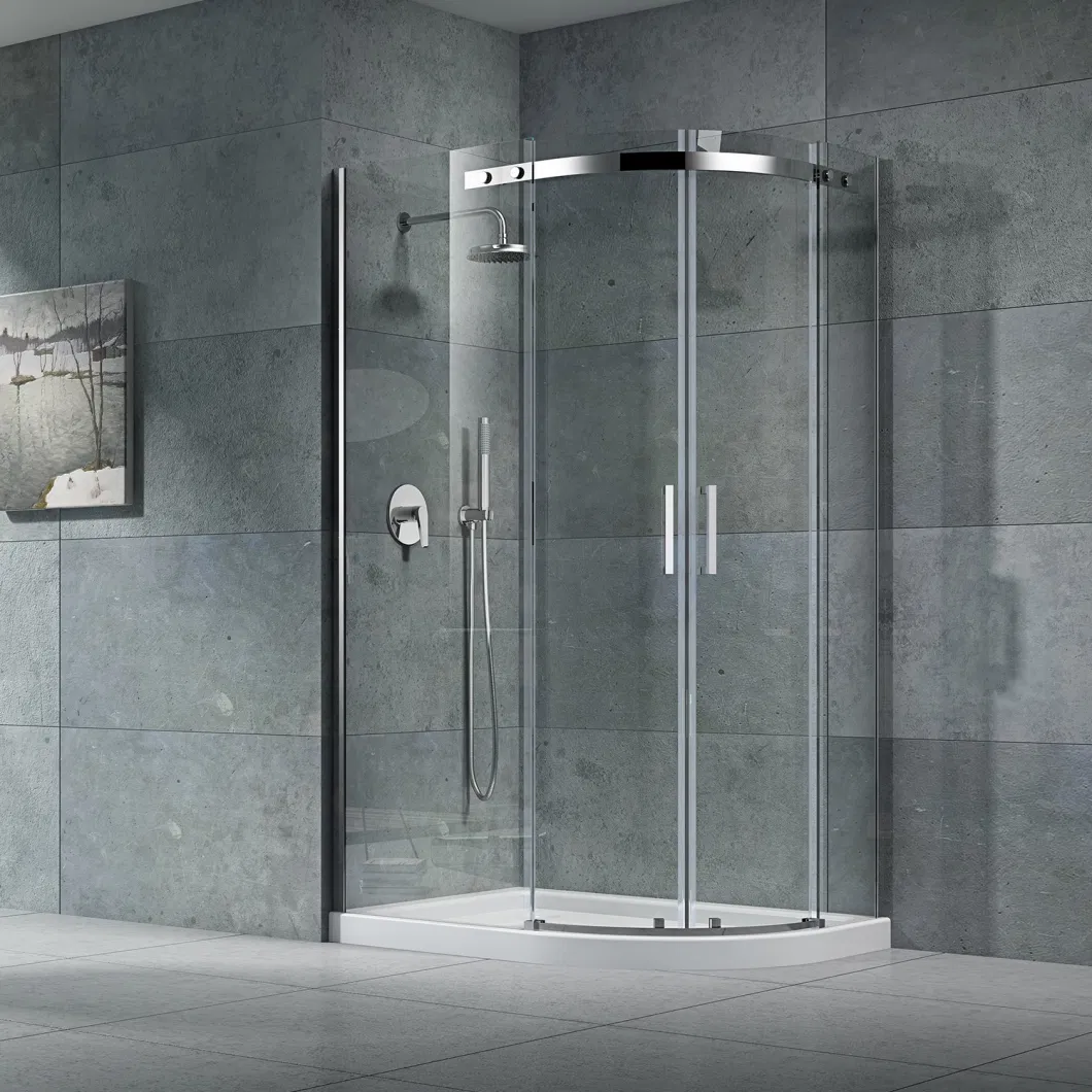 Stainless Steel Tempered Glass Two Sliding Shower Room with Silver Aluminum Frame (JP13)