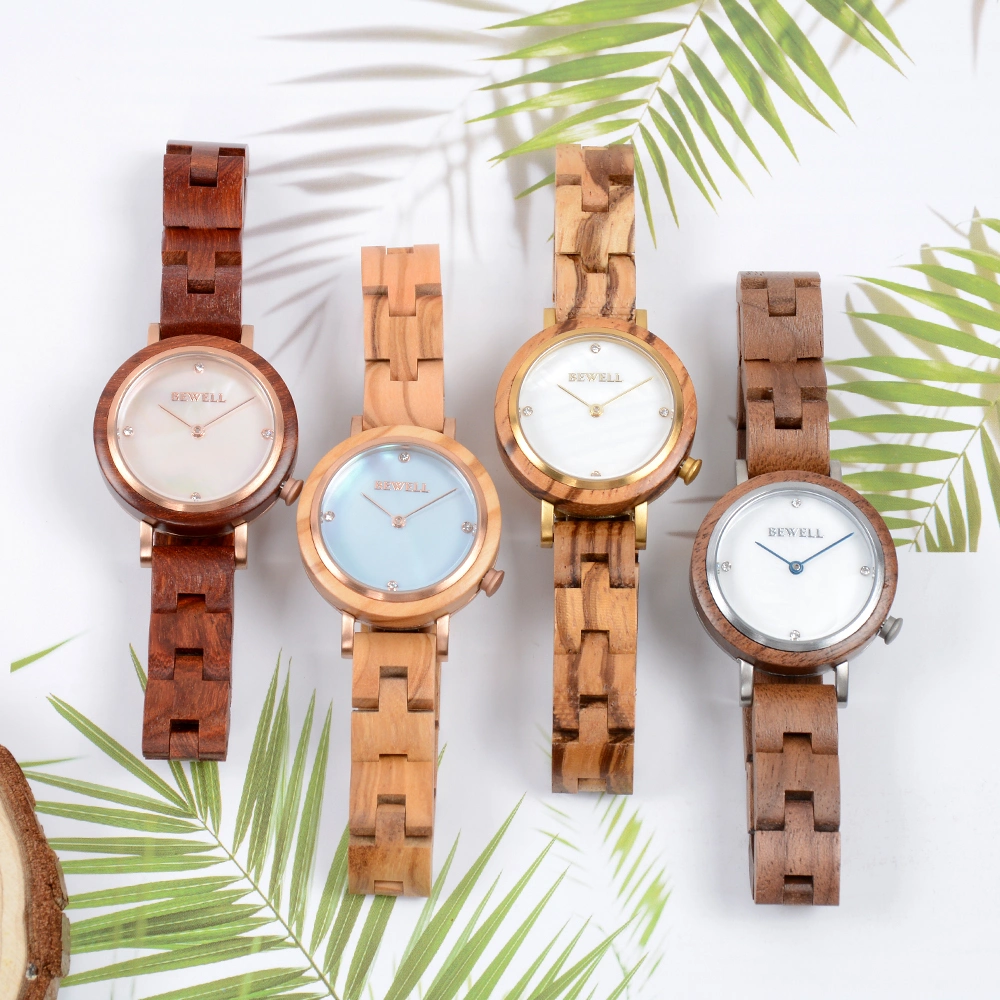 High Quality Waterproof Stainless Steel Back Wooden Watch for Women