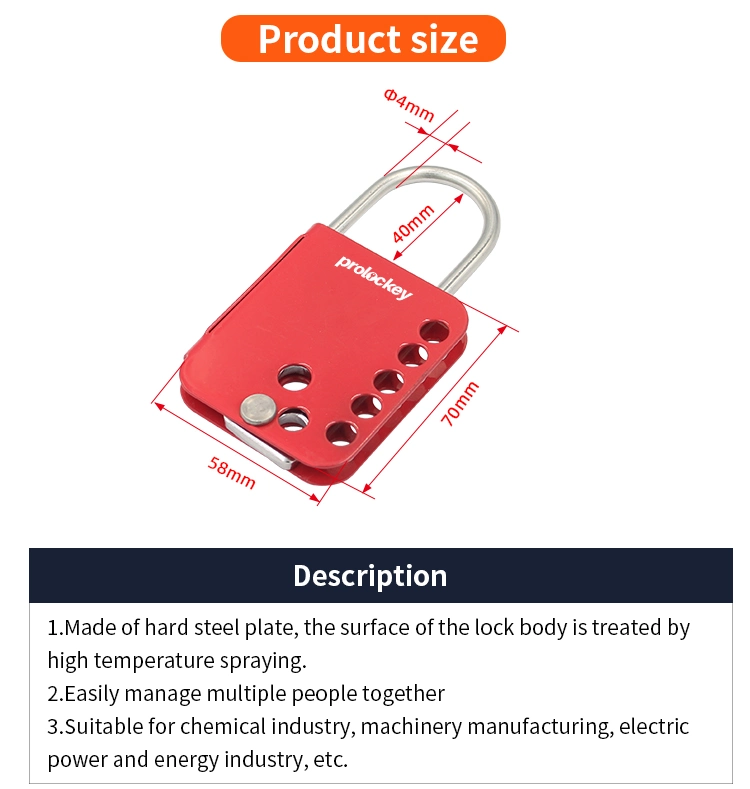 Prolockey Industrial Safety Lockout Steel Hasp with 7 Holes