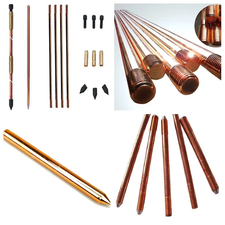 99.9% Pure Copper Earth Rod Clamp Copper Clad Steel Grounding Rod 6mm Copper Round Bar 3m