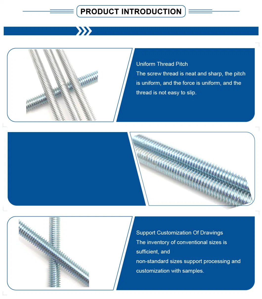 China Customized Full Zinc Rods DIN975 Steel Thread 10.9 Threaded Rod M6-M100