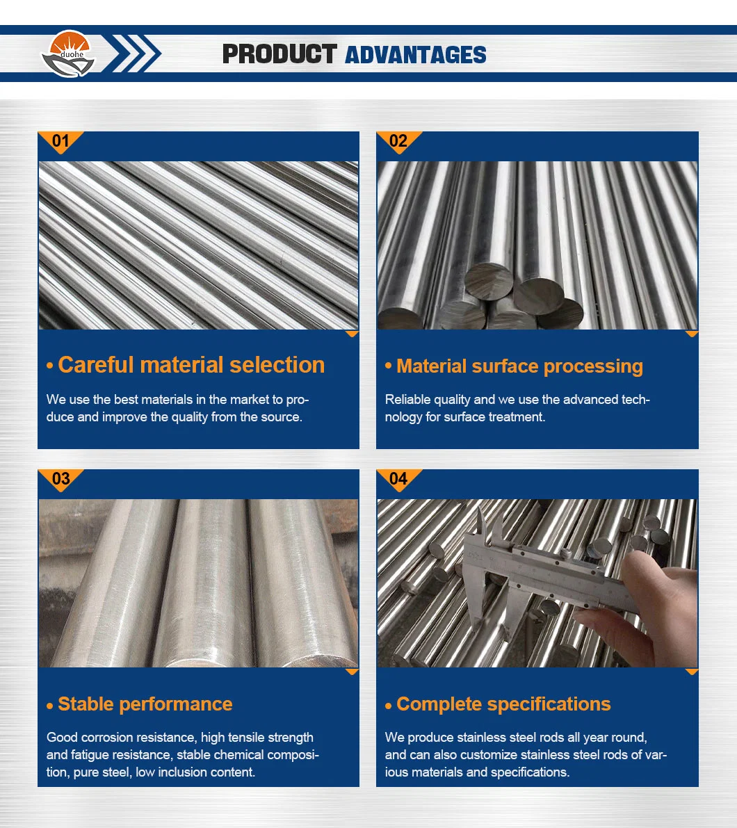 High Strength Hot Rolled/Cold Drawn Stainless Steel Rod