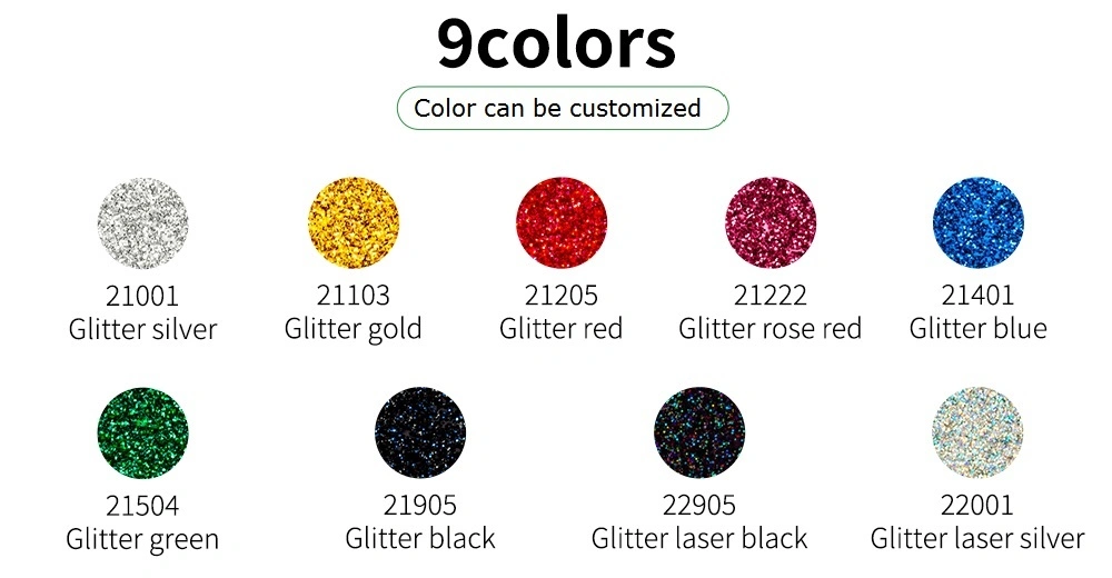 Glossy Glitter PU Heat Transfer Vinyl for T-Shirt Prinitng