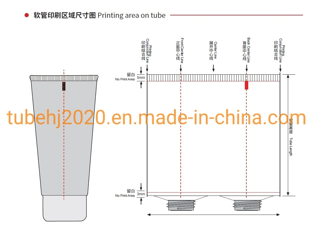 Custom 30ml -200ml Sun Cream/Facial Cleanser Soft Container Tube for Skincare Squeeze Packaging Plastic PE Cosmetic Tube