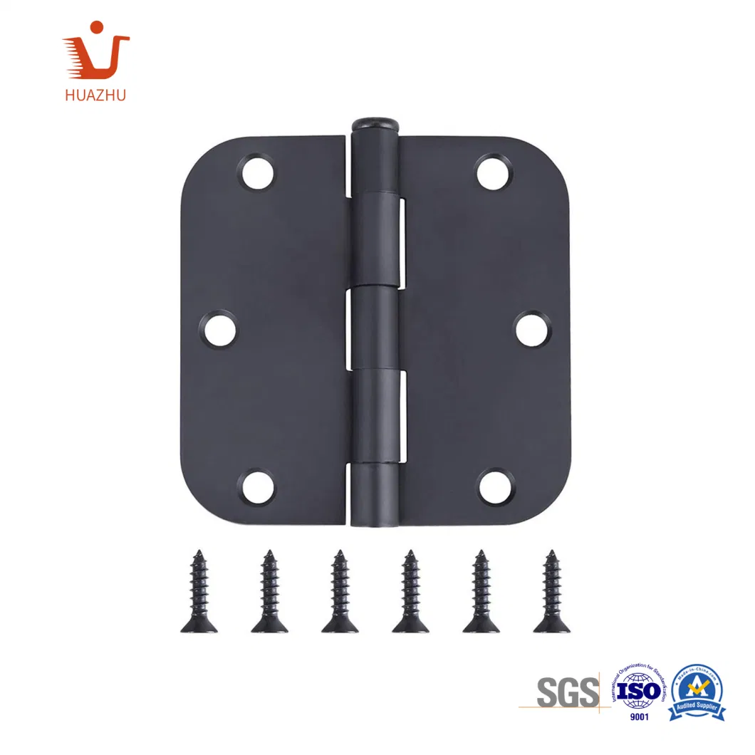 3.5 Inch American Style Black Round Corner Bearing Door Hinge