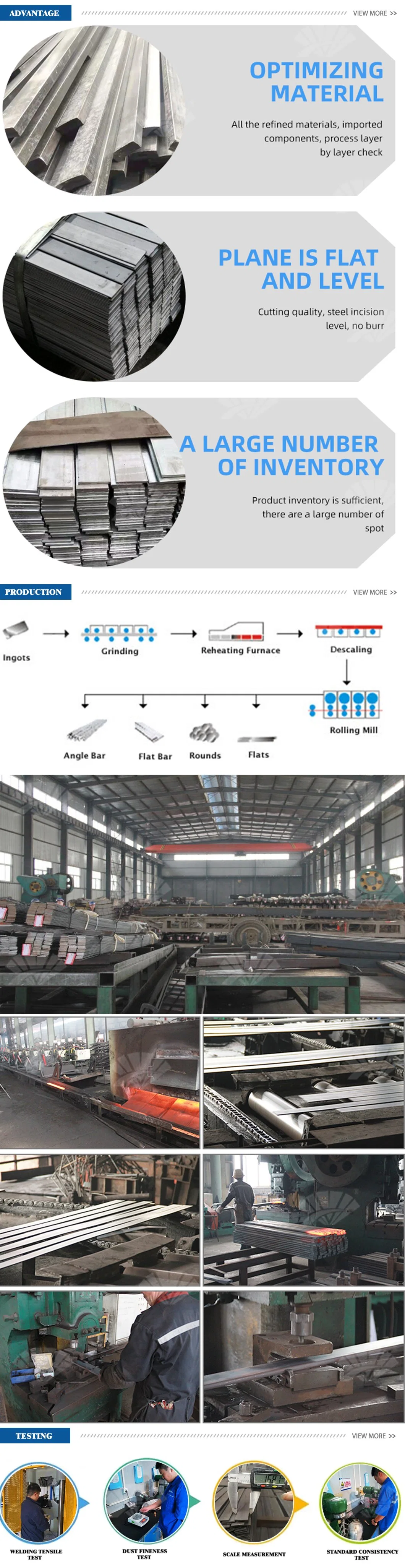 Ss400 Q235 Q355 SAE1020 Ms Steel Flat 50*5mm Iron Flat 32*5mm Bar S275jr 1/2 Inch Flat Iron