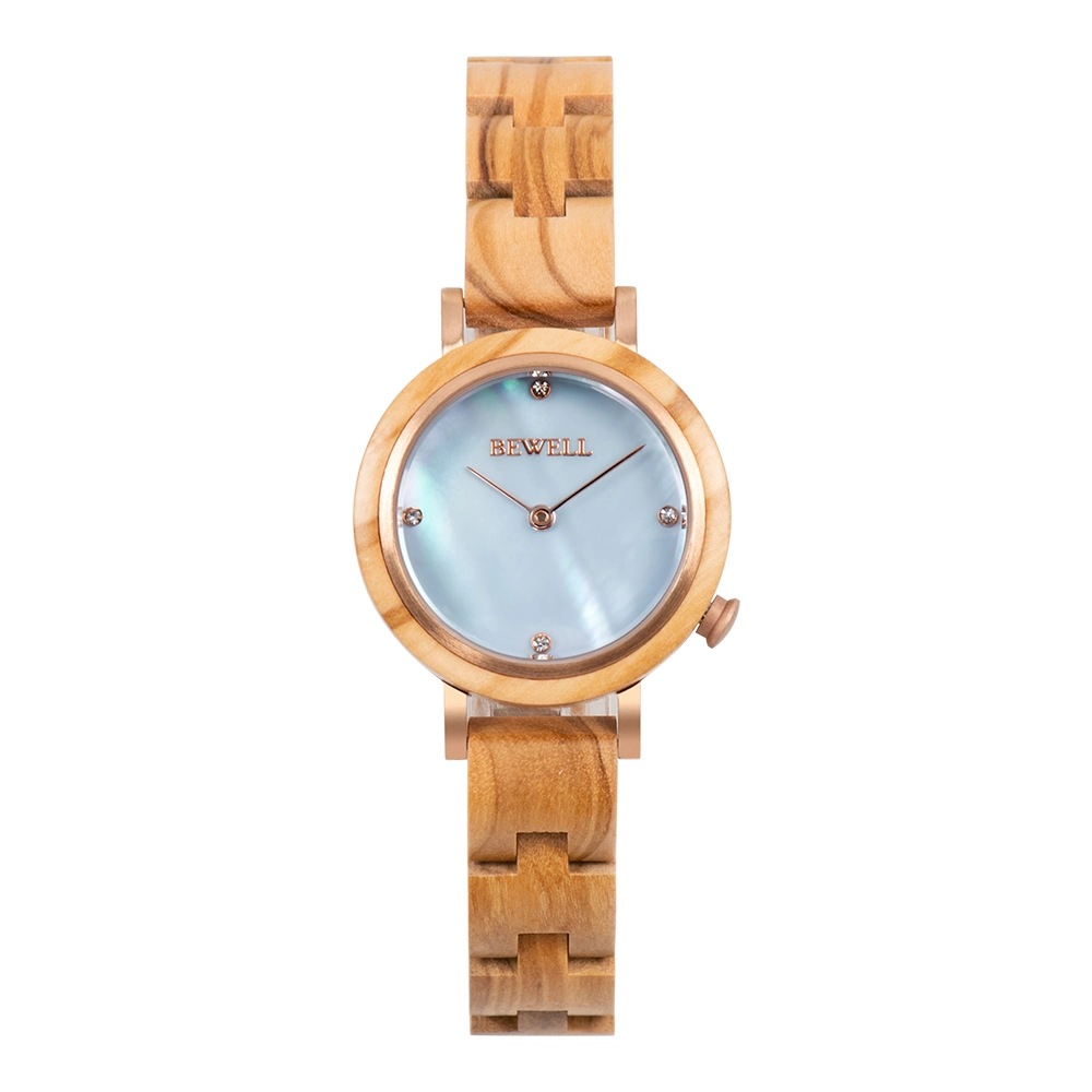 High Quality Waterproof Stainless Steel Back Wooden Watch for Women