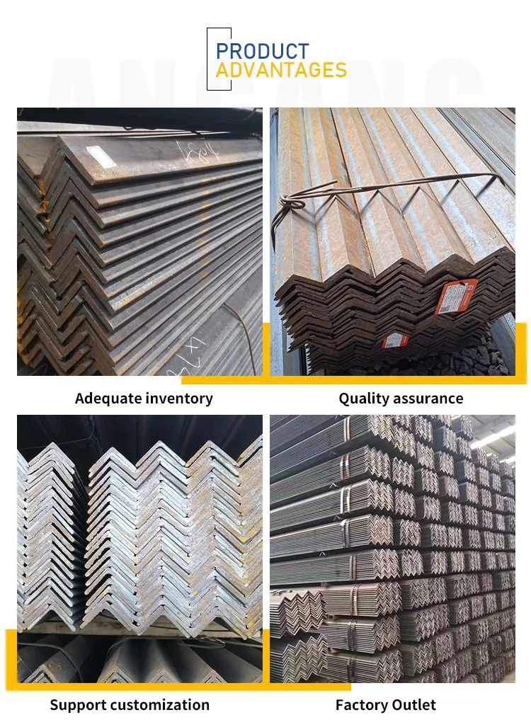 China Hot Sale Angle Steel ASTM A36 A53 Q235 Q345 Carbon Equal 4 Inch Angle Steel Galvanized/Carbon Iron L Shape 250X250 Mild Steel Angle Bar