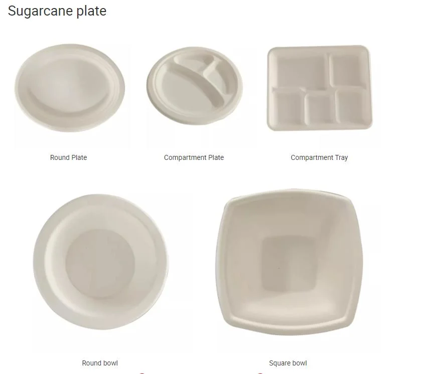 9 Inch Biodegradable Disposable Bagasse Pulp Plate Round Plate Dishes for Dinner