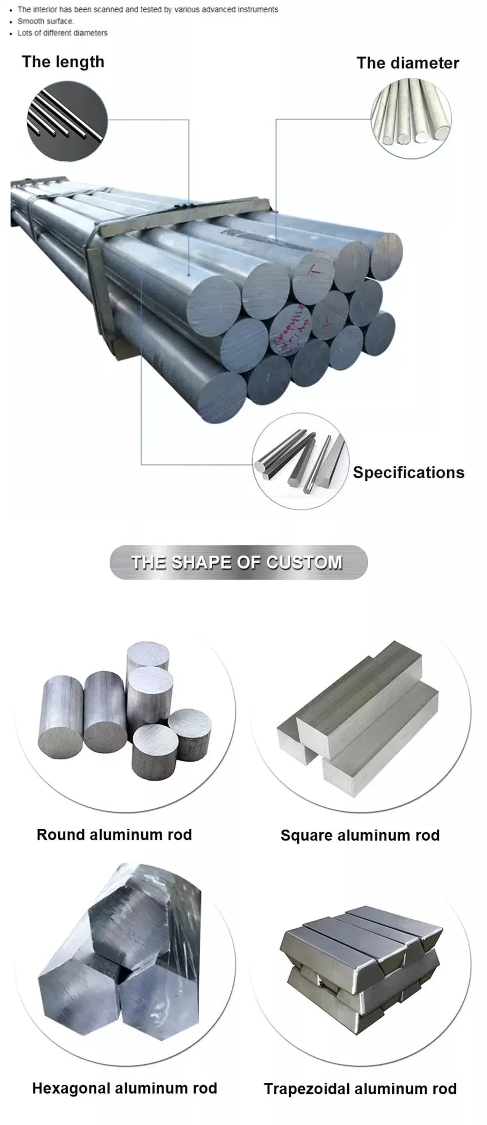 Top Selling 7075/7050/7055/7022/7003 Rectanglular Aluminum Flat Bar, Aluminium Round Rod