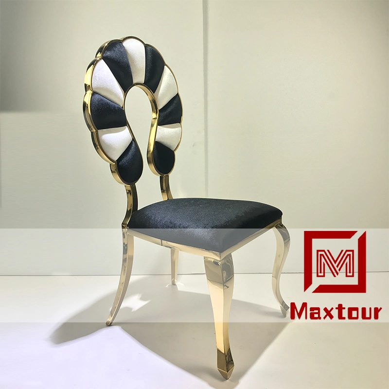 Luxury Round Back Gold Stainless Steel Wedding Dining Chairs