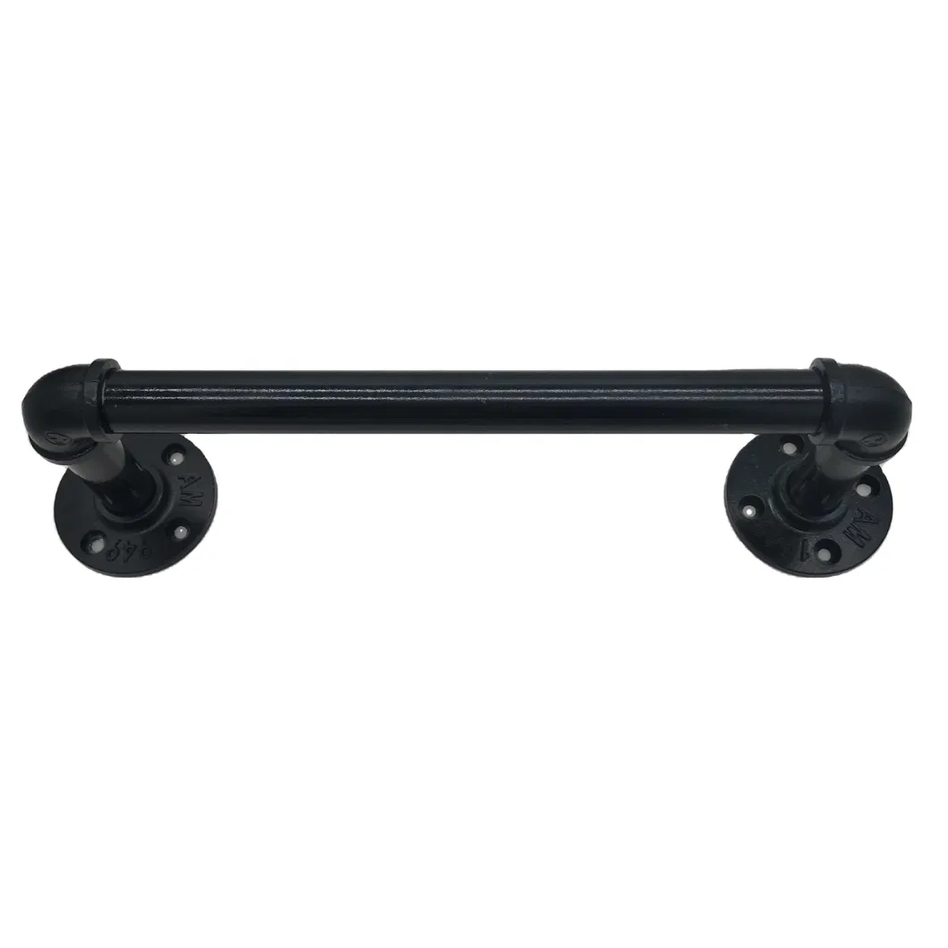 DIY Pipe Furniture Industrial Pipe Towel Bar with Carbon Steel Nipple Flange 1/2 Inch Pipe Cap 1/2&quot; Coating Malleable Iron Tee